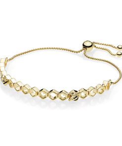 Bee and honeycomb 14k Gold Plated  bracelet with black enamel