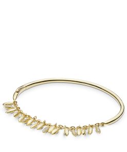 Chained seeds 14k Gold Plated  bracelet with clear cubic zirconia