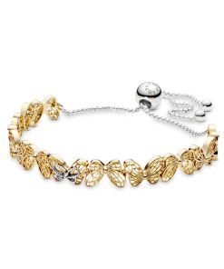 Openwork butterfly 14k Gold Plated  and silver bracelet with sliding clasp