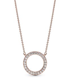 logo reversible collier in 14k Rose Gold-plated with clear cubic zirconia