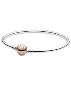 Silver bangle with 14k Rose Gold-plated clasp
