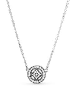 Silver necklace with clear cubic zirconia