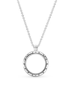 Large floating locket silver pendant and necklace