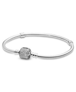Silver bracelet with clear cubic zirconia
