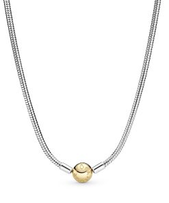 Silver necklace with round clasp in 14k