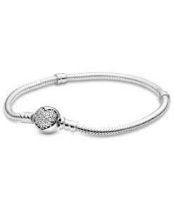 Silver bracelet with clear cubic zirconia