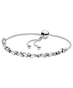 Ice cube silver bracelet with clear cubic zirconia