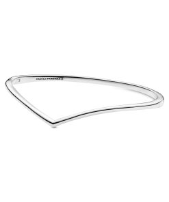 Wishbone silver bangle