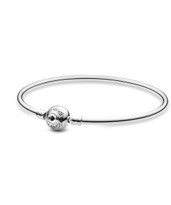 Jasmine silver bangle with clear cubic zirconia