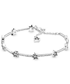 Star sterling silver bracelet with clear cubic zirconia