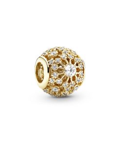 Openwork decorative charm in 14k with clear cubic zirconia