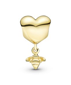 Heart and bee 14k Gold Plated  charm