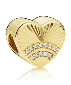 Heart 14k Gold Plated  charm with clear cubic zirconia