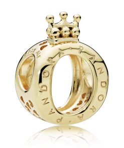 14k Gold Plated  crown O charm