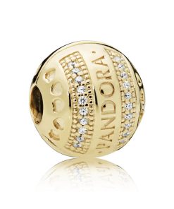 14k Gold Plated  logo clip with clear cubic zirconia and silicone grip