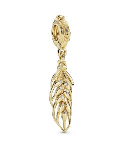 Seed 14k Gold Plated  dangle with clear cubic zirconia