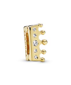 Reflexions crown clip charm in 14k Gold Plated   with clear cubic zirconia