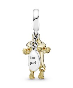 Scarecrow 14k Gold Plated  and silver dangle with clear cubic zirconia