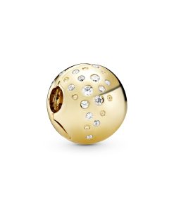 14k Gold Plated  clip with clear cubic zirconia