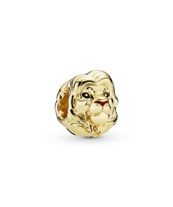 Simba 14k Gold Plated  charm with black and brown enamel