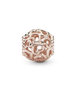 Openwork hearts 14k Rose Gold-plated charm