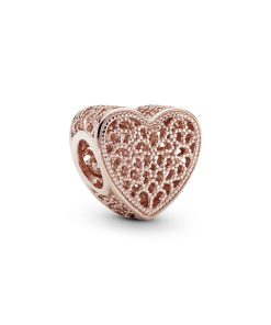 Rose openwork heart charm