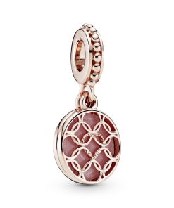 Loves makes a family 14k Rose Gold-plated dangle with pink enamel
