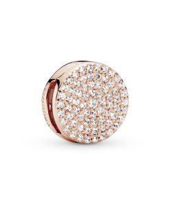 Reflexions clip charm in 14k Rose Gold-plated with clear cubic zirconia