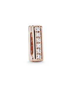 Reflexions clip charm in 14k Rose Gold-plated with clear cubic zirconia
