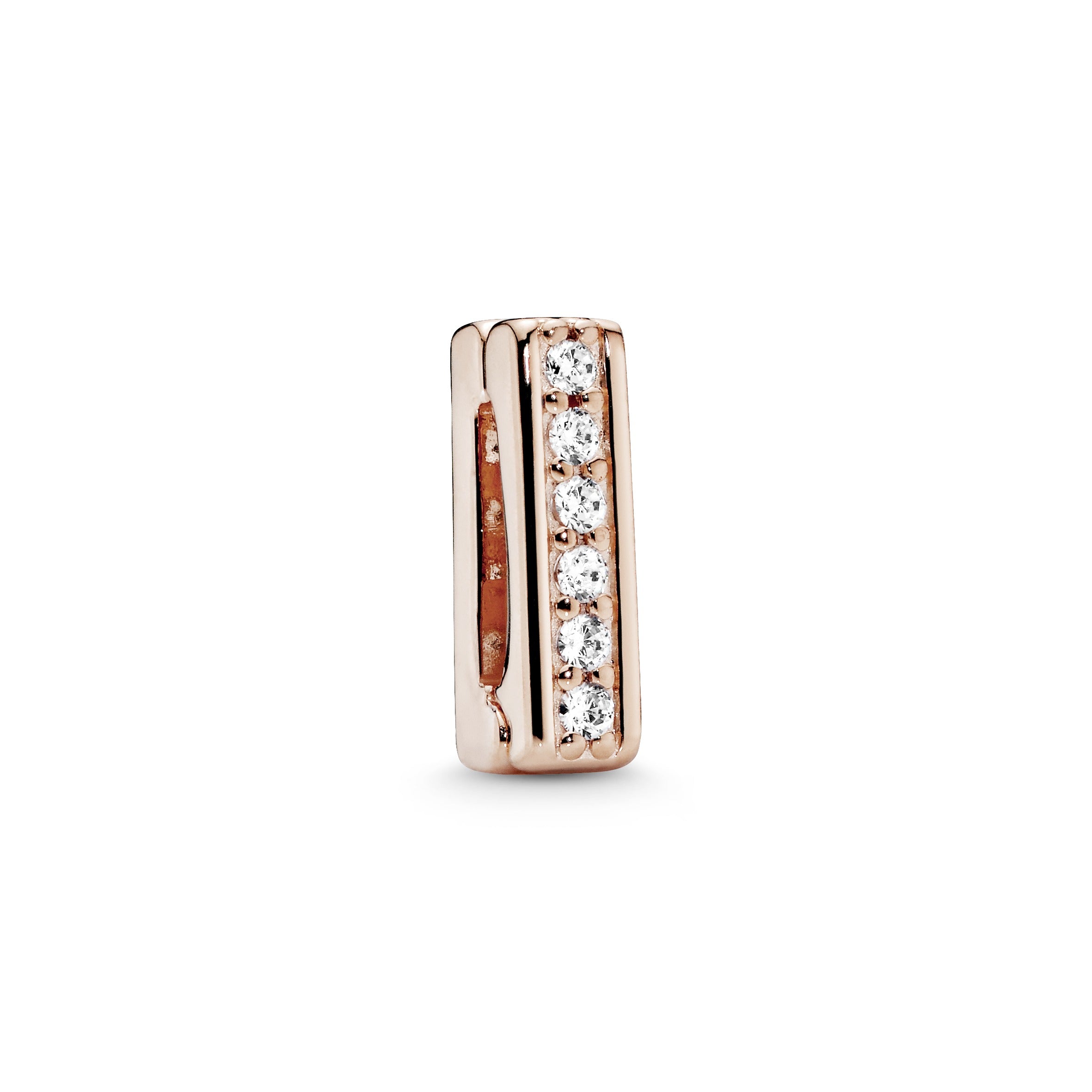 Reflexions clip charm in 14k Rose Gold-plated with clear cubic zirconia