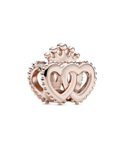 Interlocked crowned hearts 14k Rose Gold-plated charm