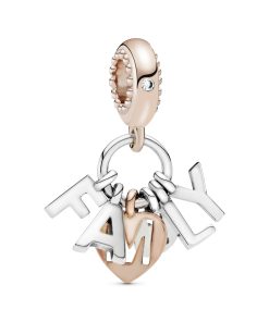 Family 14k Rose Gold-plated and silver dangle with clear cubic zirconia