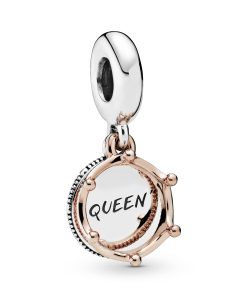 Crown sterling silver and 14k Rose Gold-plated dangle