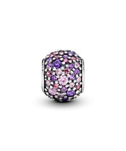 Pave silver charm with mixed shades of pink and purple cubic zirconia