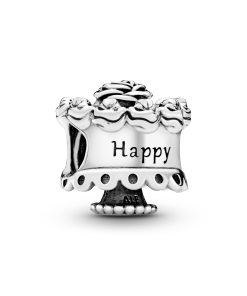 Birthday cake silver charm