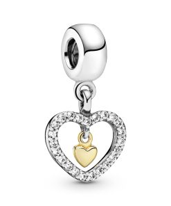 Sparkling Double Heart Dangle Charm
