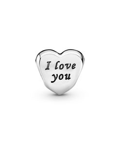 Heart silver charm with engraving I love you