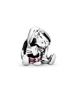 Eeyore silver charm with dark pink enamel