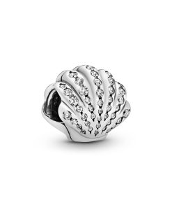 Ariel shell silver charm with cubic zirconia