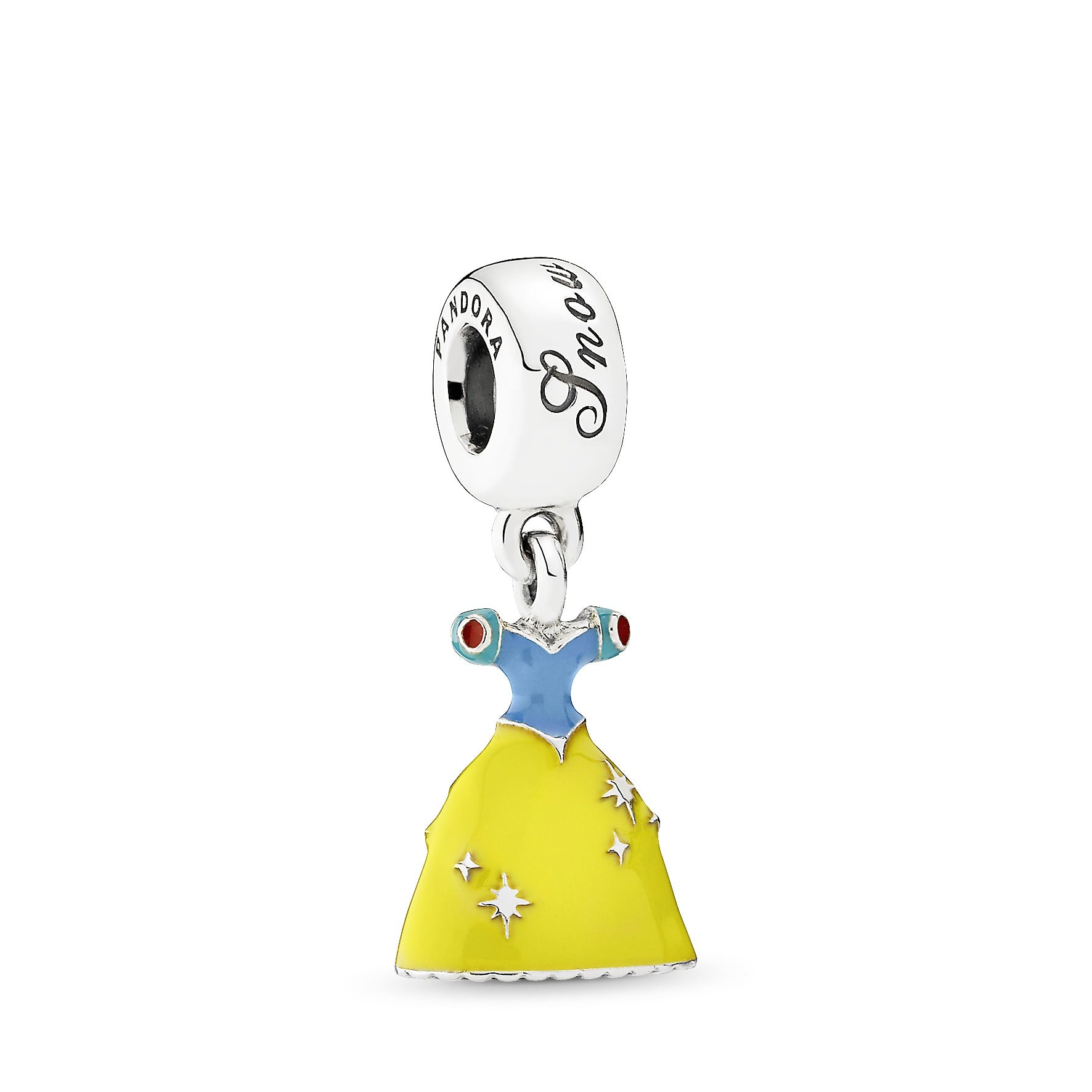 Snow White dress silver dangle with yellow. red and blue enamel