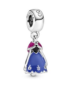 Anna dress silver dangle with blue. pink and black enamel