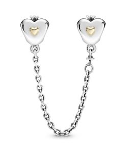 Heart silver safety chain with 14k