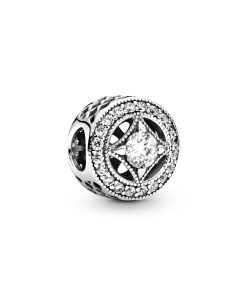 Silver charm with clear cubic zirconia