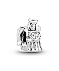 Angel silver charm with clear cubic zirconia