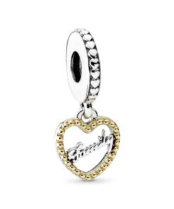 Family silver dangle with 14k heart