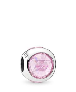 Silver charm with pink cubic zirconia