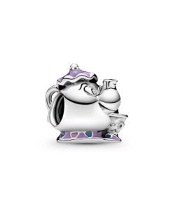 Mrs. Potts and Chip silver charm with purple. pink and blue enamel
