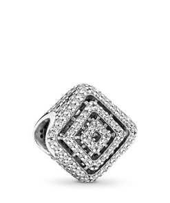 Silver charm with clear cubic zirconia