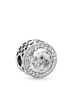 Silver clip with clear cubic zirconia