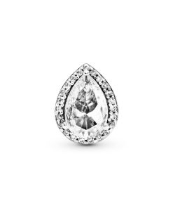 Silver charm with clear cubic zirconia